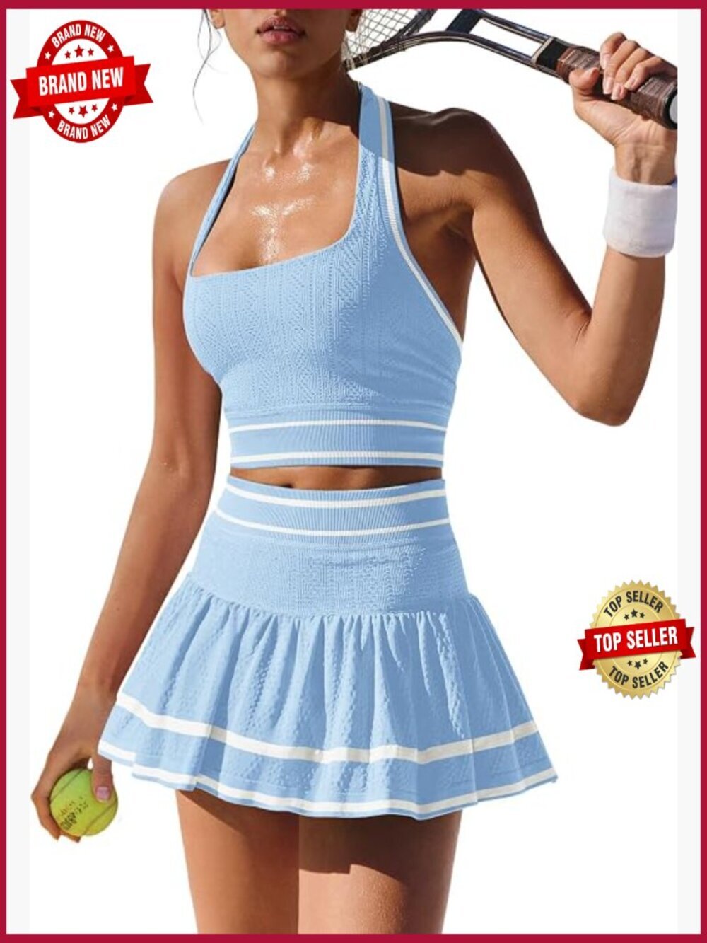 2 Piece Tennis Skirt Set - Pickleball Golf Outfit with Pockets